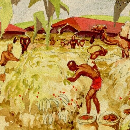 Antique Drawing Original signed Fernand MAJOREL Man, Fields, Africa, Banana - Picture 4 of 8
