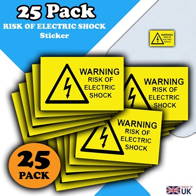 Stromschlaggefahr Etiketten - 25 Stück - 80 mm x 50 mm - Sicherheitsaufkleber Aufkleber