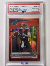 2020 Donruss Optic Joe Burrow Optic Preview-Red /99 PSA 8 Bengals #P301