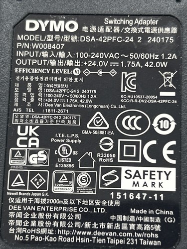 DYMO DSA-42PFC-24 Switching AC Power Supply Adapter 24V 1.75A 42W OEM - 第 3/5 張圖片