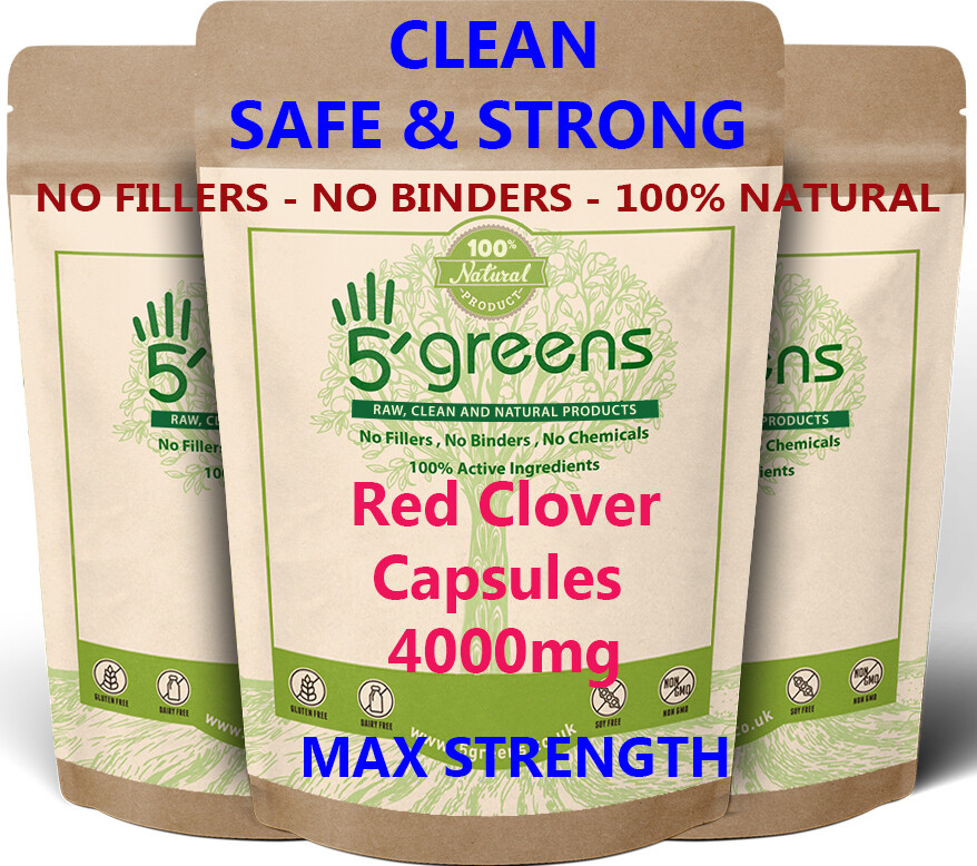Red Clover Capsules 5000mg 8% Isoflavones ( 32 mg) Strongest & Effective Clean 
