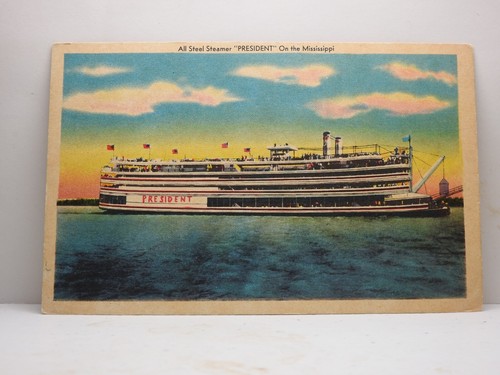 Steamboat President Mississippi River St Louis MO Lithographie Postkarte B951 - Bild 1 von 2
