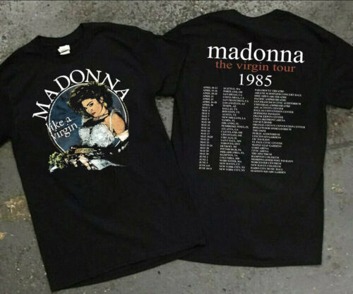 Madonna The Virgin Tour 1985 Unisex Cotton Black Unisex T-shirt S-5XL VN1615 - Picture 2 of 4