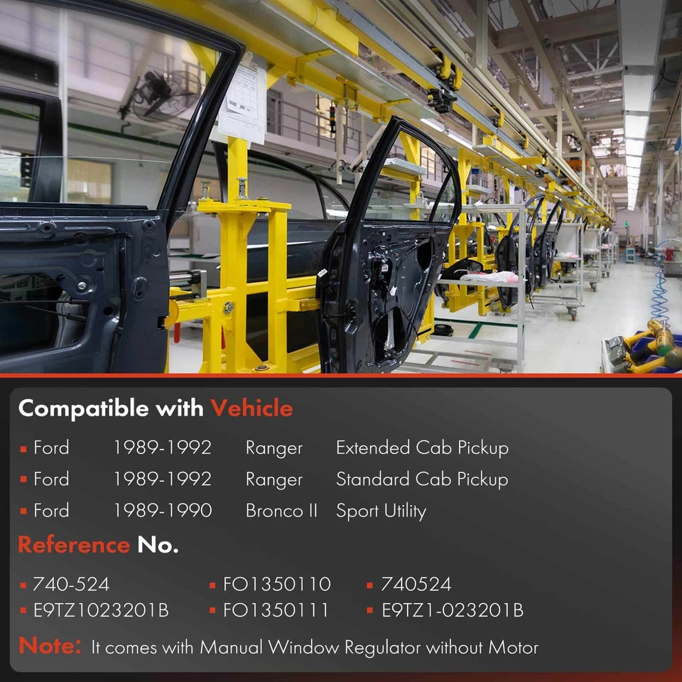 Regulador de ventana manual delantero izquierdo para Ford Ranger 1989-1992 Bronco II 1989-1990 Foto 3 de 4