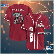 Personalized Alabama Crimson Tide Baseball Jersey Print Custom Name S-5XL