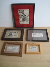 Konvolut 5 alte Fahrradwerbungen eingerahmt unterschiedliche Marken um 1910 selt