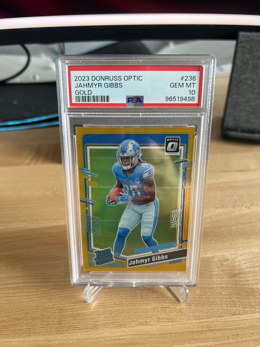 2023 Donruss Optic Football Jahmyr Gibbs GOLD /10 Lions Rated