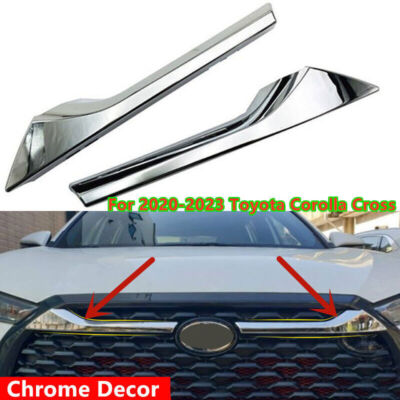 For Toyot@a Cross 2020-2023 Chrome Front Centre Grille Lid Cover Trim Decor 2P D