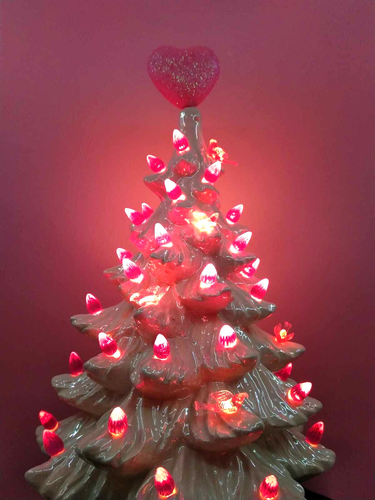 45 Sm Pink Twist Bulbs 1/8" & Heart for Ceramic Christmas Tree Lights + 5 Doves - Picture 5 of 8