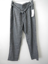 LIZ CLAIBORNE 8 NWT Gray Check Elastic Back Belted Zipper Career Pants