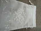 NEW Linen European Sachet Pouch Embroided with pull cord app 9" x 6"