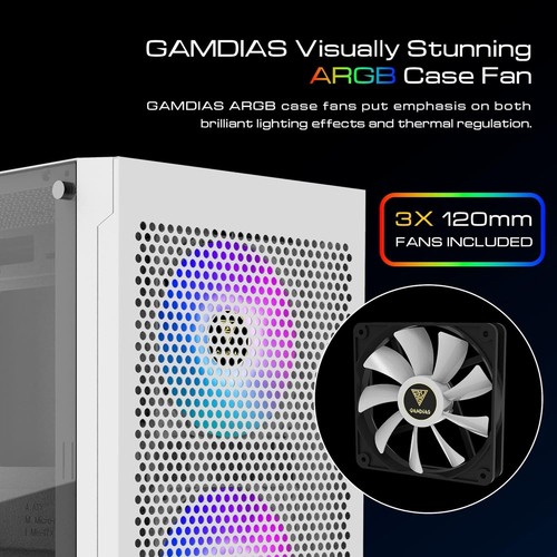 Compact Mid Tower PC Case - White with Excellent Airflow & RGB Lighting - Afbeelding 4 van 14