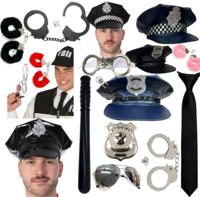 Halloween Kostüm Polizei Outfit Hut Zubehör Sammlung Polizist Offizier Posten