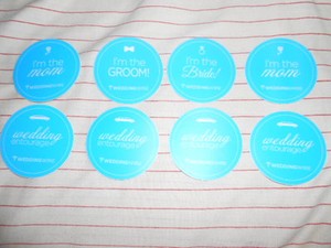 Blue Circle Wedding Entourage Stickers Bride Groom Mom For Engagement, Rehearsal