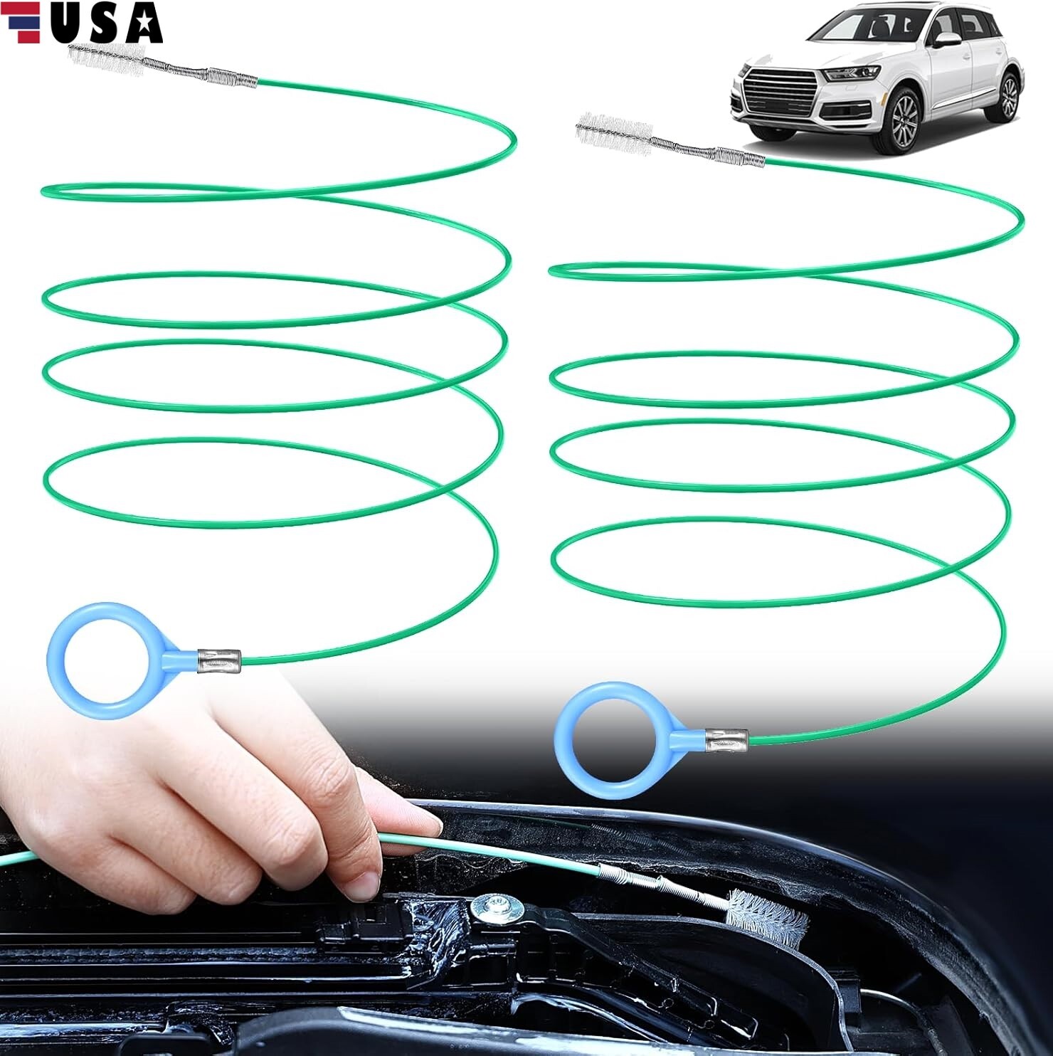 2Pcs Drain Hole Cleaning Brush Flexible Car Drain Dredge Sunroof Clean Brush USA