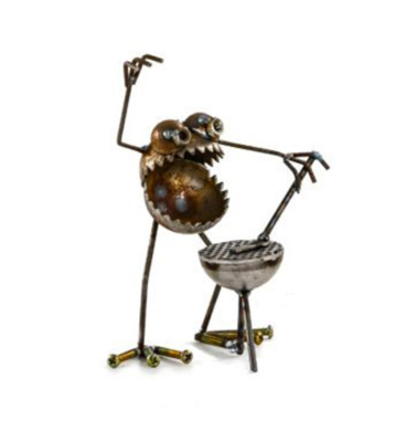 Sugarpost Mini Gnome Be Gone BBQ Griller  Outdoor Garden Welded Metal Art