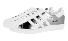 PRADA x ADIDAS SUPERSTAR SNEAKERS SHOES WHITE CHROME NEW US 10 EU 43 43,5