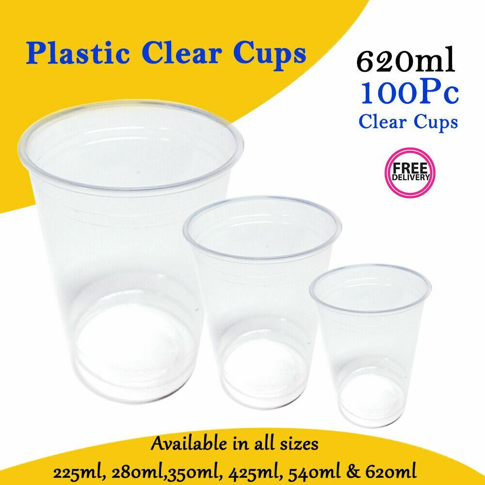 Reusable Plastic Cups 100Pk Various Sizes Party Smoothie Party ...