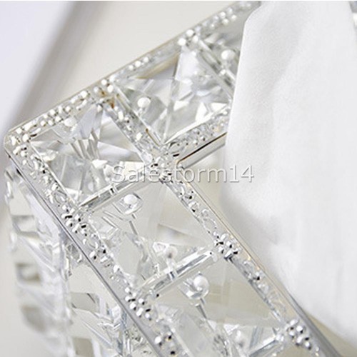 Crystal Facial Tissue Box Cover Paper Storage Holder Napkin Dispenser Organizer - Picture 8 of 10