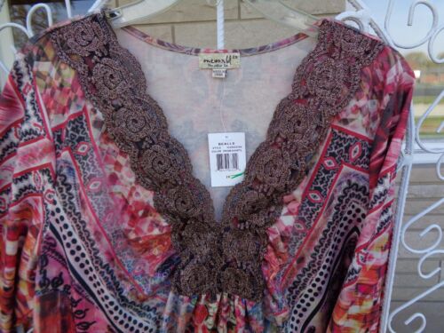 Camisa Top One World Mujer Nueva Con Etiquetas Patrón Multicolor Mangas Largas Cuello en V Talla 2X - Imagen 2 de 7