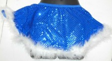 Faux Sequin Royal Blue skirt White feather trim Dance Holiday Girls Sizes