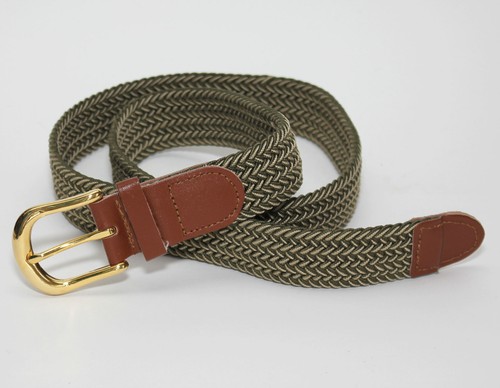 Braided Olive Green Webbing Stretch Golf Belt - Gold Buckle - Size 32 - Picture 5 of 6