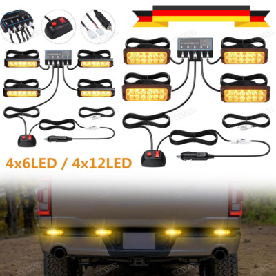 4x LED Auto Frontblitzer Blitzlicht Warnleuchte LKW Strobe Licht Bernstein12-24V