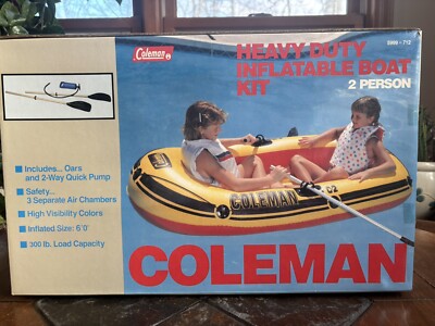 Coleman HEAVY DUTY INFLATABLE BOAT KIT with Oars 2 Person Boat NEW OLD STOCK