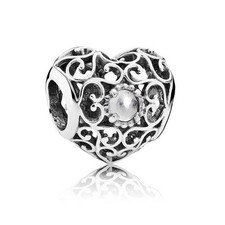 Authentic Pandora April Signature Heart Rock Cryst. 791784RC Birthday Birthstone