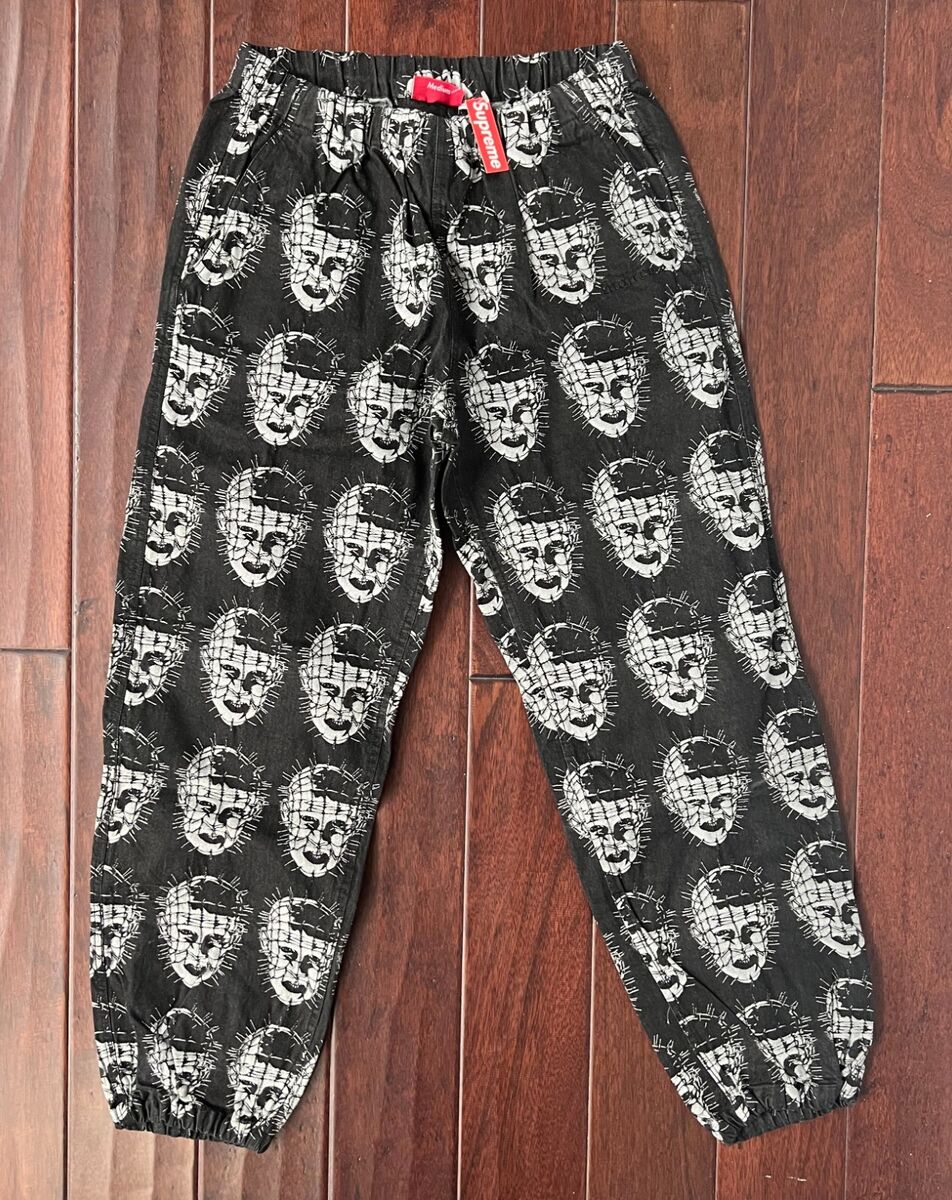 SUPREME HELLRAISER JACQUARD DENIM SKATE PANTS BLACK SZ MED SUPREME HELLRAISER JACQUARD DENIM SKATE PANTS BLACK SZ MED