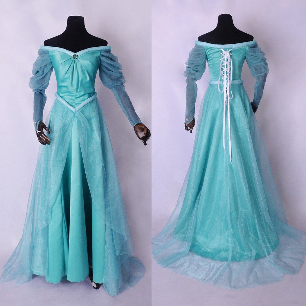 Princess Ariel Adult Costume The Little Mermaid Dress Off Shoulder Ball Gown{GJ}  | eBay