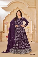 Glamorous Wine Anarkali Gown  Art Silk Pakistani Style Festive Showstopper