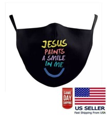 Jesus Paints a Smile In Me Face Mask Adjustable Christian US Seller Fast NEW