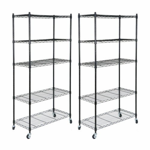 2 PCS 5-Tier Wire Shelves Layer Shelving 30.1x14.2x63" Tough Holder Storage