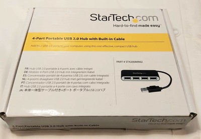 StarTech 4 Port Portable USB 2.0 Hub with Built-in Cable