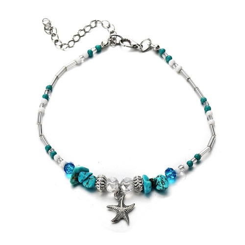 Fußkette Fußkettchen Kette "MARITIM-SEESTERN" in Silber -Edelschmuck Perlen NEU - Bild 2 von 6