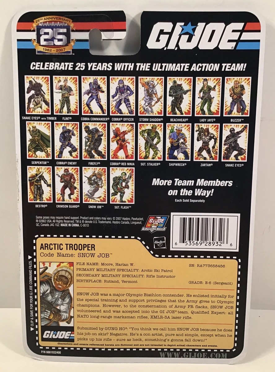 GI Joe 25th Anniversary Snow Job Foil Card Action Figure 2007 | eBay
