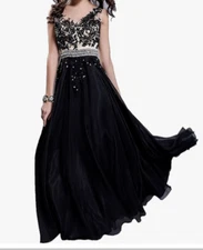 Meier Women's Black Embroidery Lace Beaded To Formal Prom Chiffon Gown Dress 3X