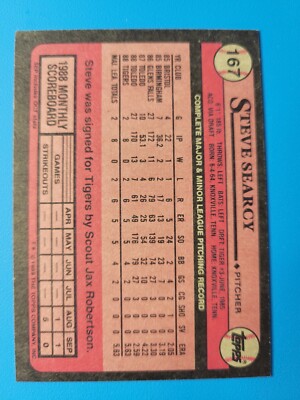 167 Steve Searcy - Future Star 1989 Topps Baseball - Rookie Card