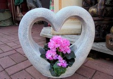 Pflanzkasten, Herz, Gartendeko, Skulptur, H.39 cm, Steinguss, Pflanzschale, Topf