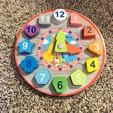 Melissa  Doug Wooden Shape Color Sorting Montessori Clock