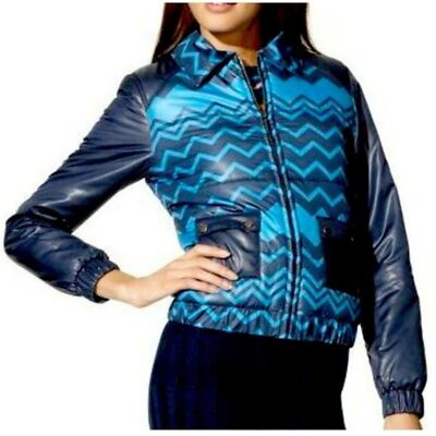MISSONI for Target Blue Zig Zag Puffer Jacket Medium