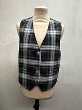 Black  white green Tartan Waistcoat 44R