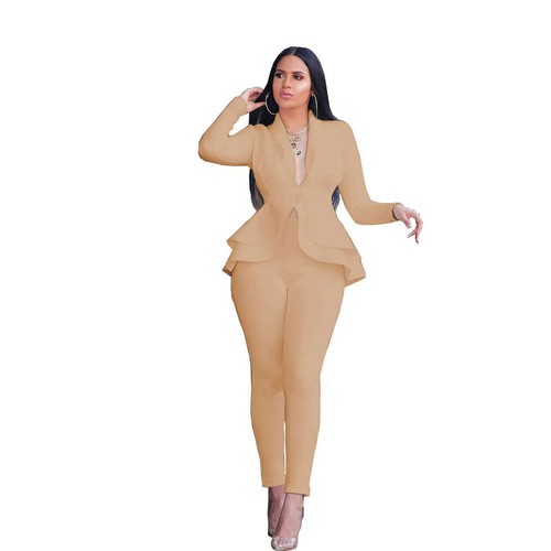 Damen Set 2-teilig Trainingsanzug Langarm Bleistift Hosenanzug Büro Lady Outfits - Bild 15 von 31