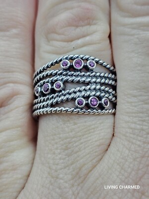 RETIRED RARE PANDORA PINK HIDDEN ROMANCE RING SIZE 54 OR 7 EUC