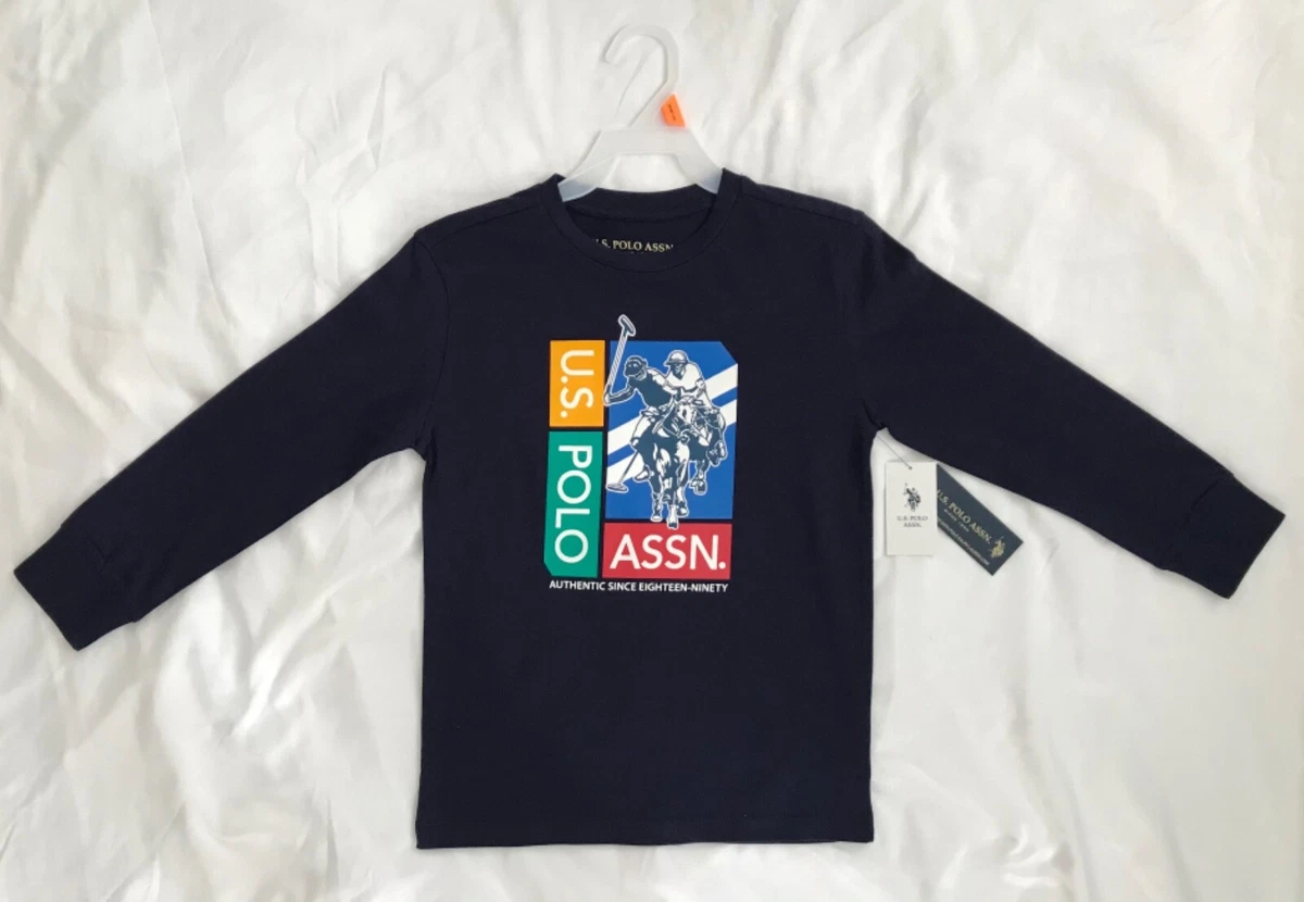SALE U.S POLO ASSN SHIRT LONG SLEEVES BLUE COLOR WITH DESIGN S