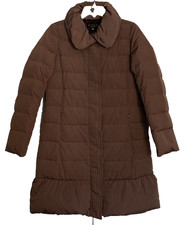 Evex By Krizia Women's Down & Feather Puffer Coat Brown Pockets Quilted Sz 40 M
