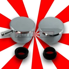 Chromed Aluminum Valve Cover Breather PCV Set Smooth Plain Push-In Round SBC BBC