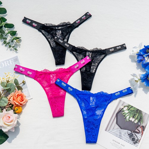 Strass Spitze Tanga Low Waist Tanga Brandneu Atmungsaktiv Freizeit Style =