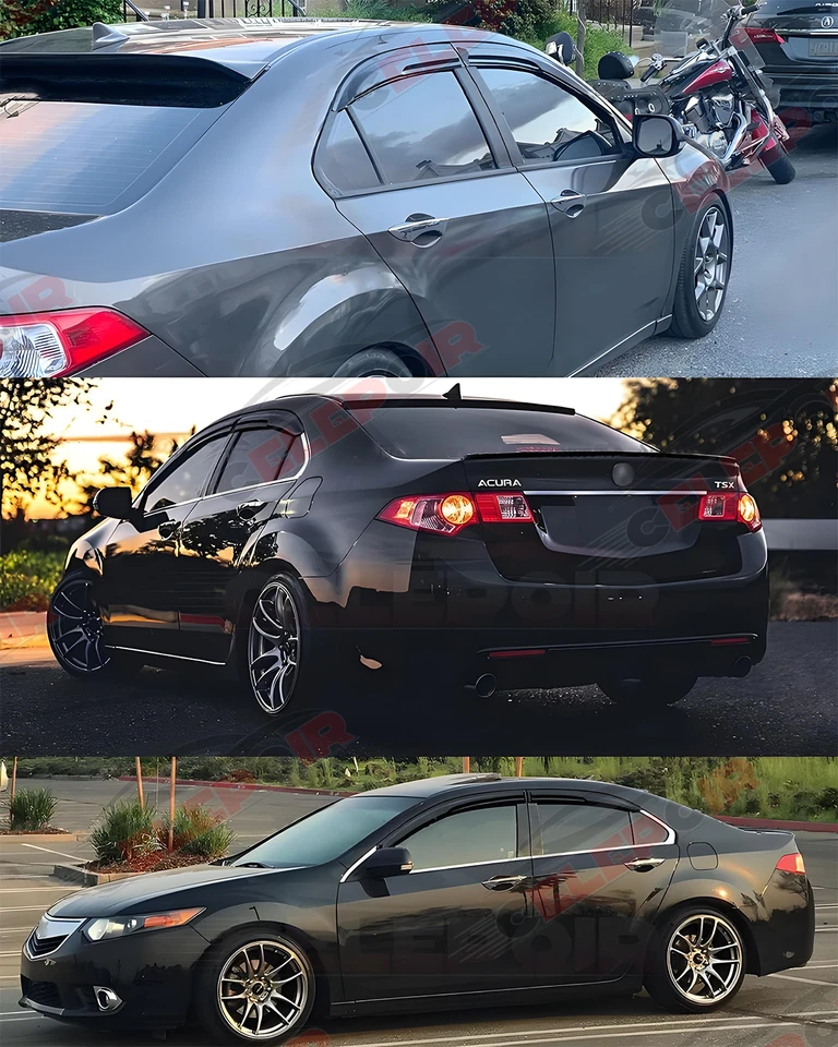 Viseras de ventana para Acura TSX CU2 2009-2014 sedán JDM ondulado estilo Mugen protectores de lluvia Foto 2 de 4